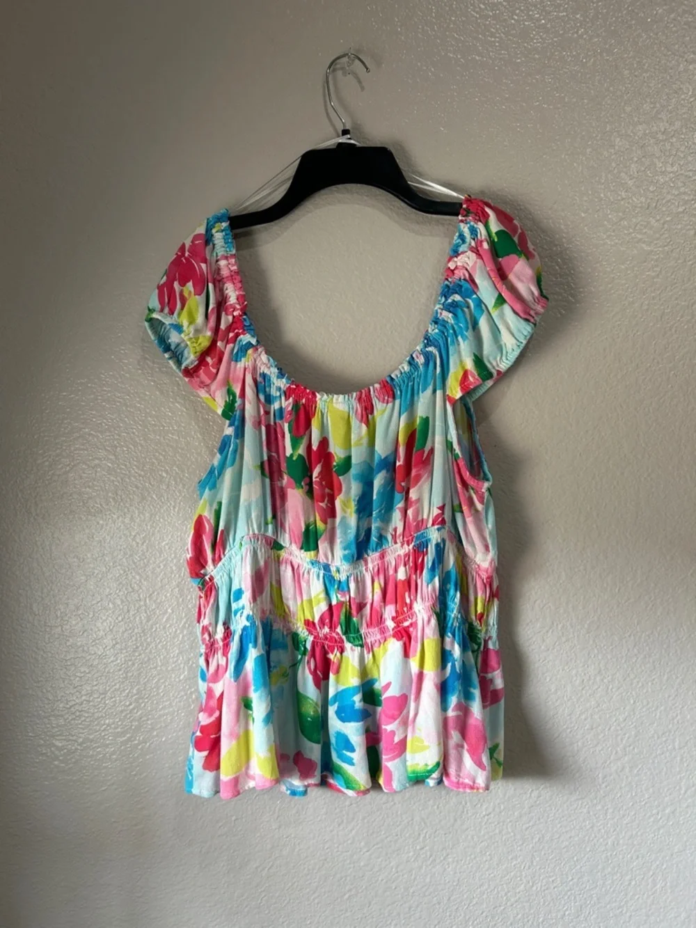 OLD NAVY Top Plus Size XXL Floral Rayon Tropical Beachy Stretchy Summer TC0374